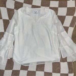Calvin Klein Sheer White Blouse